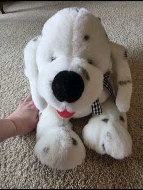 Gund Floppy Dalmatian Puppy Dog Plush VTG Stuffed Toy 19” Black Checkered Bow